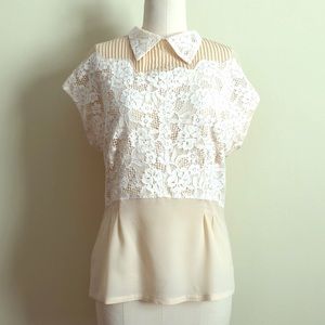 BB Dakota cream lace crepe blouse / 6
